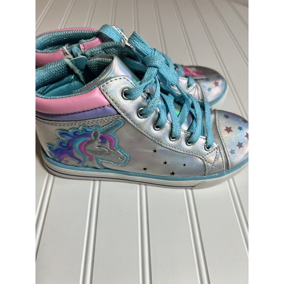 Kids Girls Unicorn High Top Light up Sneakers Shoes Size 3 - Picture 2 of 6